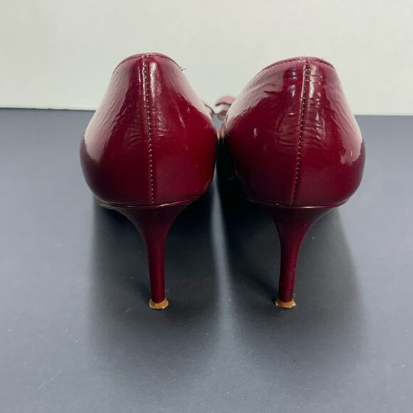 Kate Spade Maroon Red Patent Leather Bow Heel Women 8 - Picture 5 of 7
